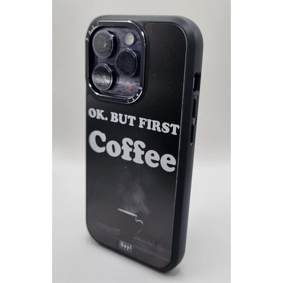 iPhone fekete tok, coffee first