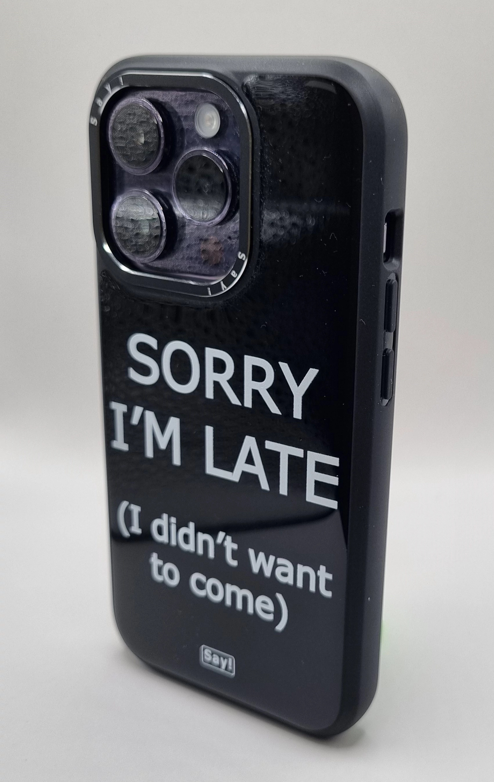 iPhone fekete epoxy tok - I'm late - 13